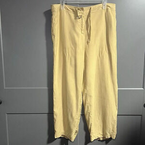 Kriss Kross Silk Straight Leg Capri Casual Pants Yellow Size 14